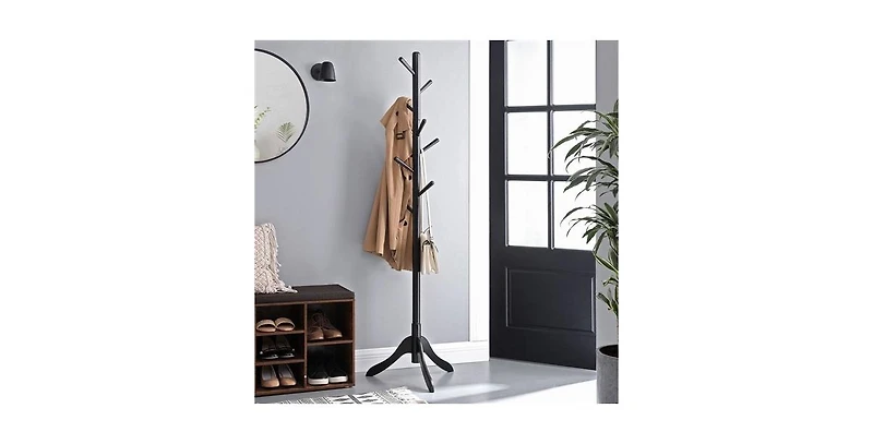 Slickblue Space-Saving Solid Wood Coat Rack with Modern Design for Entryway or Bedroom