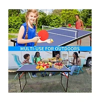 Slickblue Folding Ping Pong Table Set with Net, 2 Paddles, and Balls for Indoor Play