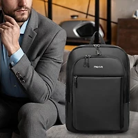 Mosiso Men's Slim Black Laptop Backpack - 15.6" Waterproof Daypack for College/Work/Business/Travel with Luggage Strap