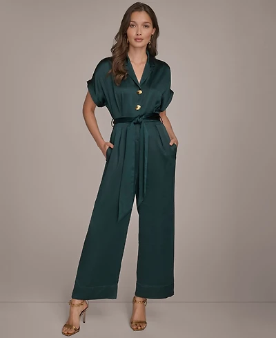 Donna Karan New York Women's Satin Wide Leg Jumpsuit