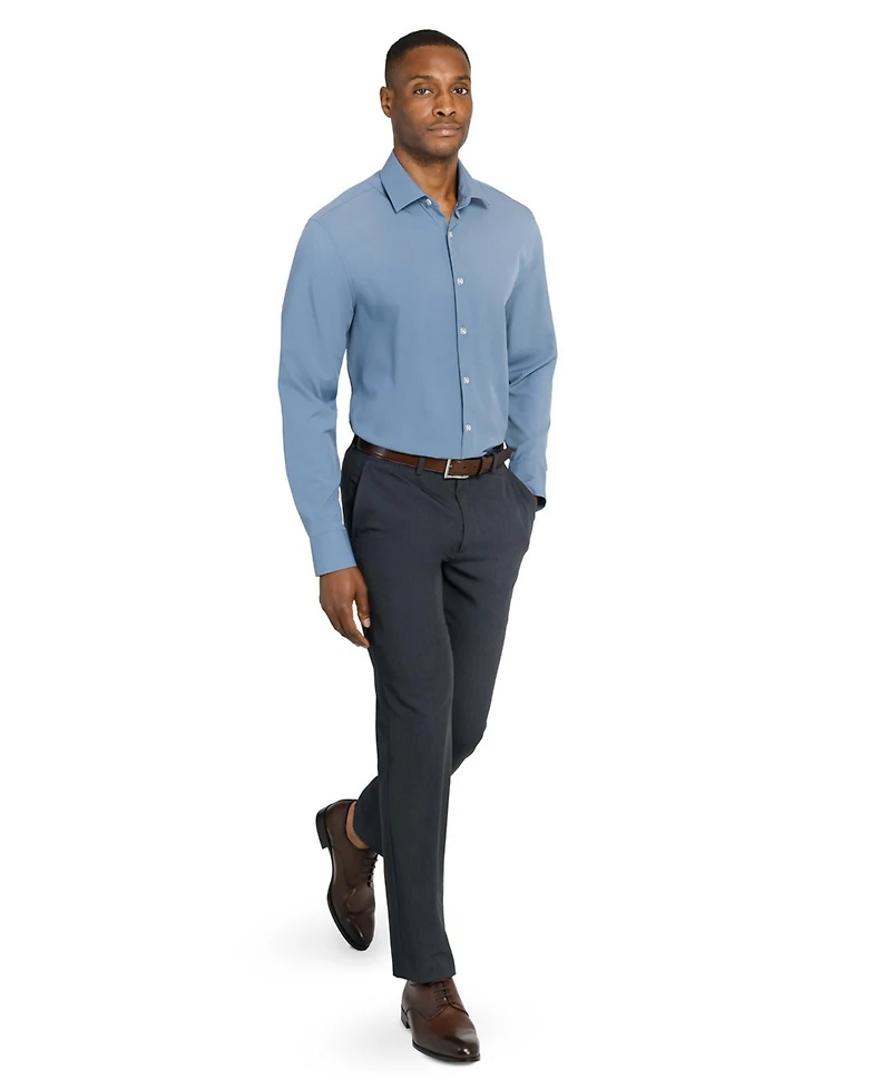 ConStruct Men's Solid Performance Stretch Cooling Comfort Dress Shirt
