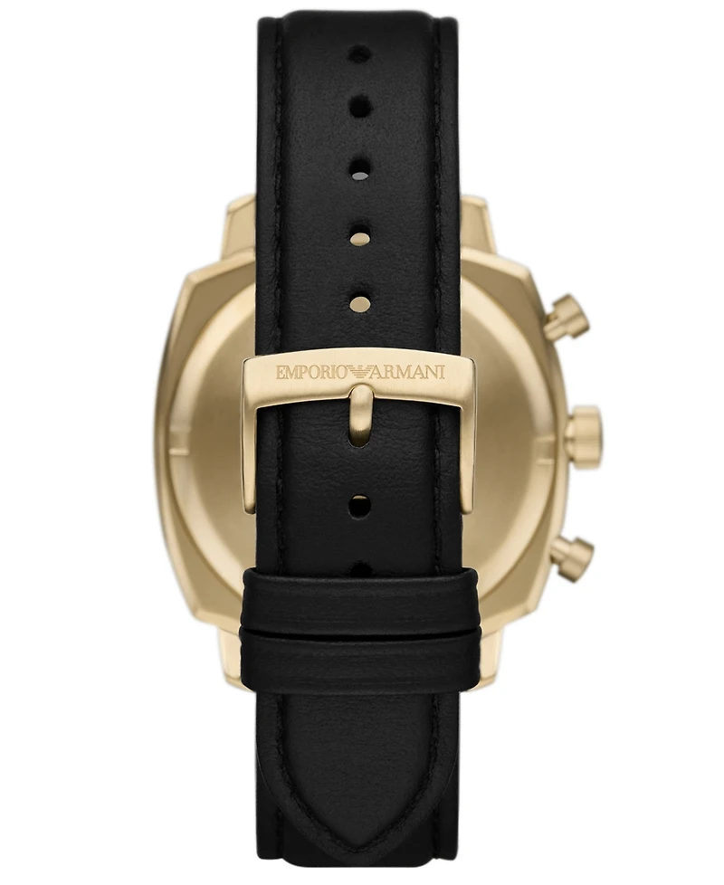 Emporio Armani Men's Chronograph Black Leather Strap Watch 40mm