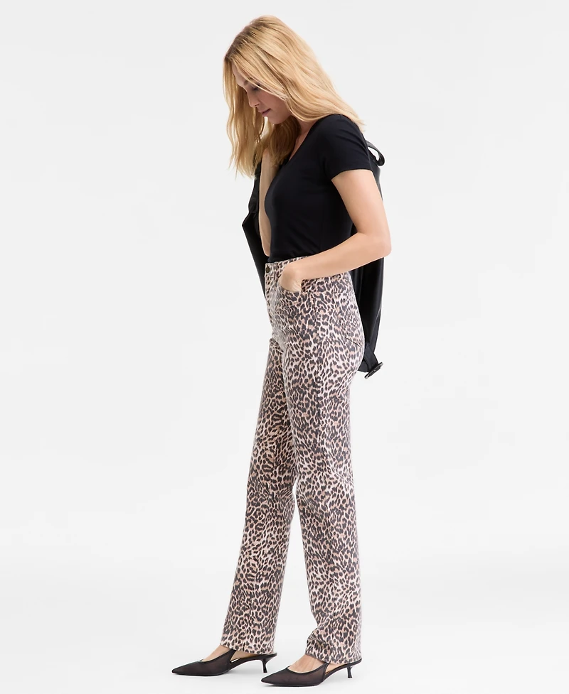 I.n.c. International Concepts Women's Leopard-Print Straight-Leg Jeans, Macy's Exclusive