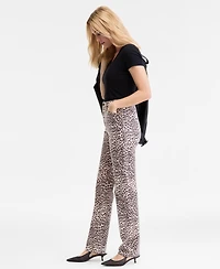 I.n.c. International Concepts Women's Leopard-Print Straight-Leg Jeans, Macy's Exclusive