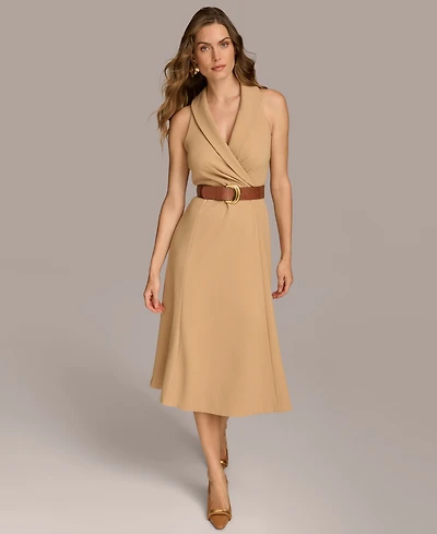 Donna Karan New York Women's V-Neck Sleeveless Midi Dress