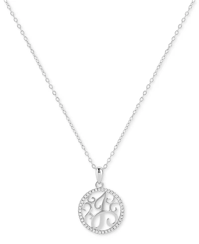 Giani Bernini Cubic Zirconia Filigree Initial J Monogram 18" Pendant Necklace in Sterling Silver, Macy's Exclusive