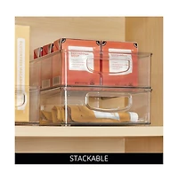 iDesign Plastic Stackable Pantry Bin with Handles, Set of 4, Clear