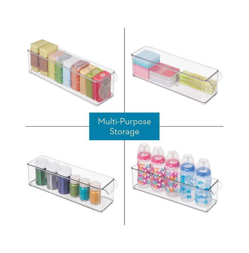 iDesign Stackable Fridge Storage Bin with Handle, Set of 6, Clear, Made in Usa