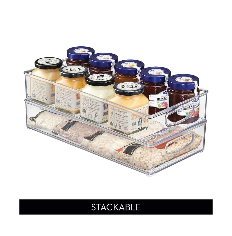iDesign Stackable Pantry Storage Bin with Handles, Set of 2, Clear, Made in Usa