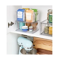 iDesign Stackable Open-Front Bin with Handles, Set of 2, Clear, Made in Usa