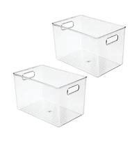 iDesign Plastic Storage Bin with Handles - Set of - Clear