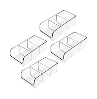 iDesign Stackable 3-Section Storage Bin for Pantry, Set of 4, Clear, Made in Usa
