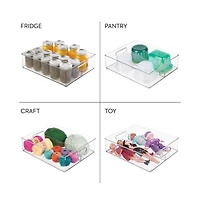 iDesign Divided Storage Bin for Fridge or Pantry, Set of 3, Clear, Made in Usa