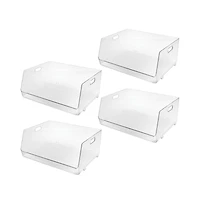 iDesign Stackable Open-Front Bin with Handles, Set of 4, Clear, Made in Usa