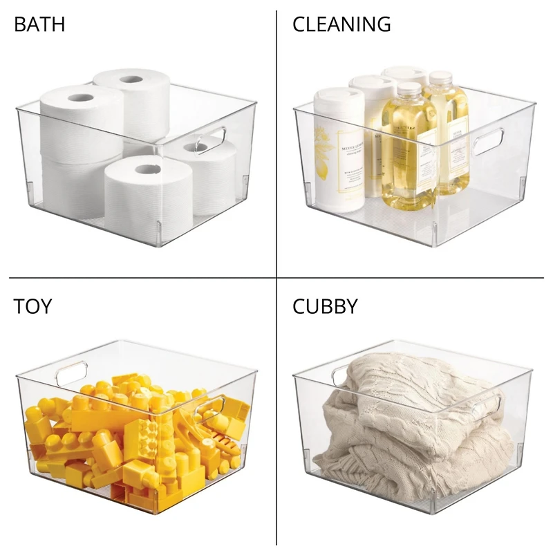 mDesign Plastic Household Cubby Storage Organizer Container Bin - 4 Pack - Clear, Usa Made