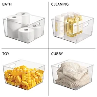 mDesign Plastic Household Cubby Storage Organizer Container Bin - 4 Pack - Clear, Usa Made
