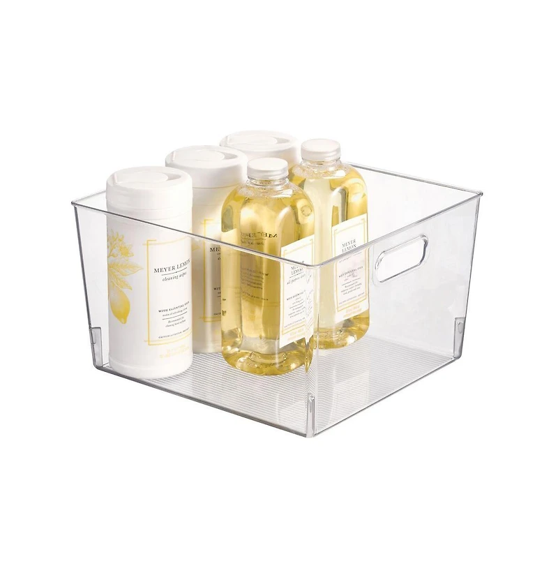 mDesign Large Plastic Household Storage Organizer Bin - Handles, 8 Pack, Clear, Usa Made