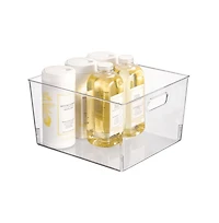 mDesign Large Plastic Household Storage Organizer Bin - Handles, 8 Pack, Clear, Usa Made