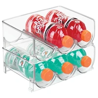mDesign Plastic Free-Standing Stacking 3 Bottle Wine Storage Rack, Clear, Usa Made - 2 Pack