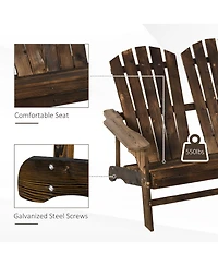 Outsunny 2-Person Adirondack Loveseat, Wood,