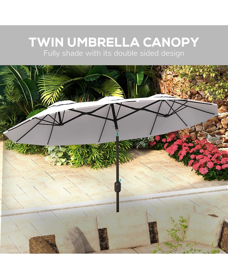 Outsunny 9.7' Double-sided Patio Umbrella Tilt Outdoor Umbrella,