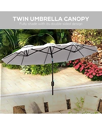 Outsunny 9.7' Double-sided Patio Umbrella Tilt Outdoor Umbrella,