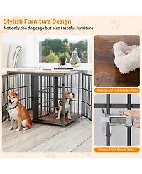 Bingopaw Heavy Duty Wood Dog Crate Pet Kennels Table Furniture with Tray & Lockable Door