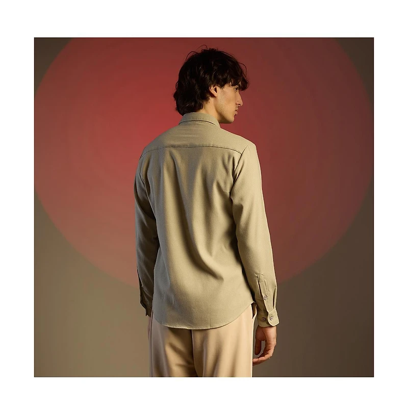 Campus Sutra Solid Seersucker Shirt