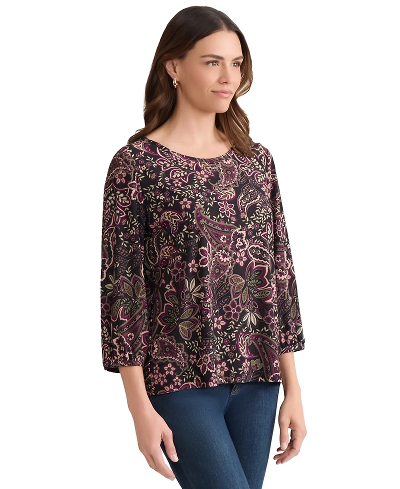 Jones New York Women's Crew Neck 3/4-Sleeve Top