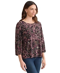 Jones New York Women's Crew Neck 3/4-Sleeve Top