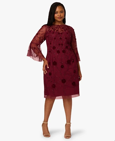 Adrianna Papell Plus Bead Velvet Sheath Dress