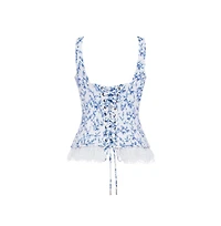 Milla Womens Blue lavender corset on straps with bows and ribbon lacing