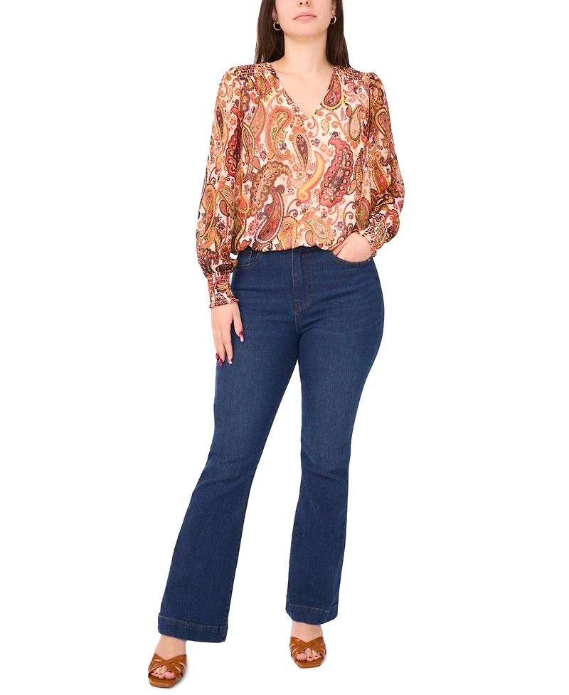 Sam & Jess Women's Smocked Waist V-Neck Woven Top