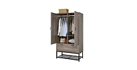 Slickblue Modern 2-Door Wardrobe Cabinet with Shoe Rack for Bedroom Storage and Organization