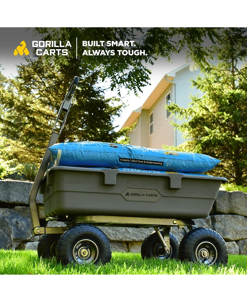 Gorilla Carts 800 Pound Capacity Heavy Duty Poly Yard Dump Utility Cart, Gray
