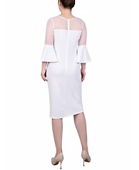 Ny Collection Petite Illusion Neck Scuba Dress