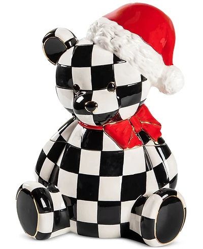MacKenzie-Childs Courtly Santa Bear Ceramic Cookie Jar