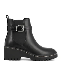 Mia Women's Elis Wedge Heel Buckled Ankle Booties
