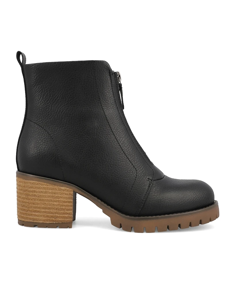 Mia Women's Fabiola Front Zip Stacked Heel Ankle Booties