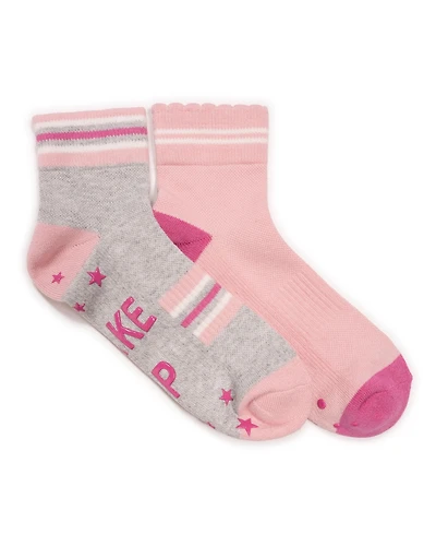 Muk Luks Women's Studio Socks - Quarter Crew Cotton Compression 2 Pack