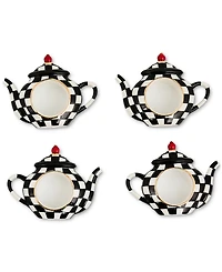 MacKenzie-Childs Courtly Check Teapot Napkin Rings, Set of 4