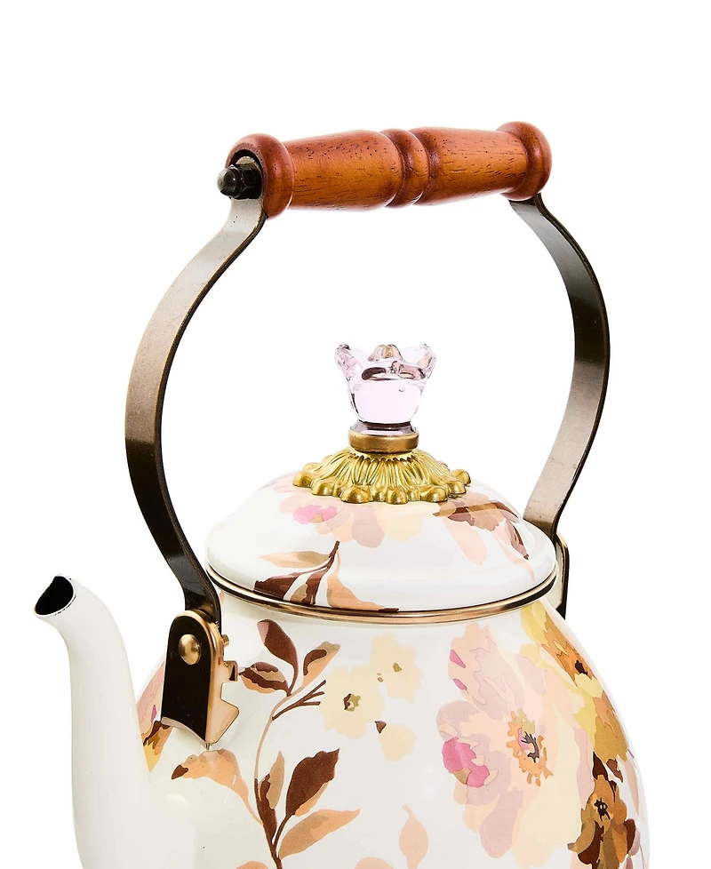 MacKenzie-Childs Wild Rose White Enameled 2-Qt. Tea Kettle