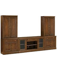 Furniture Amren 65" Wood 2 Door Console with Hutches and Bases Drawers Fireplace Insert