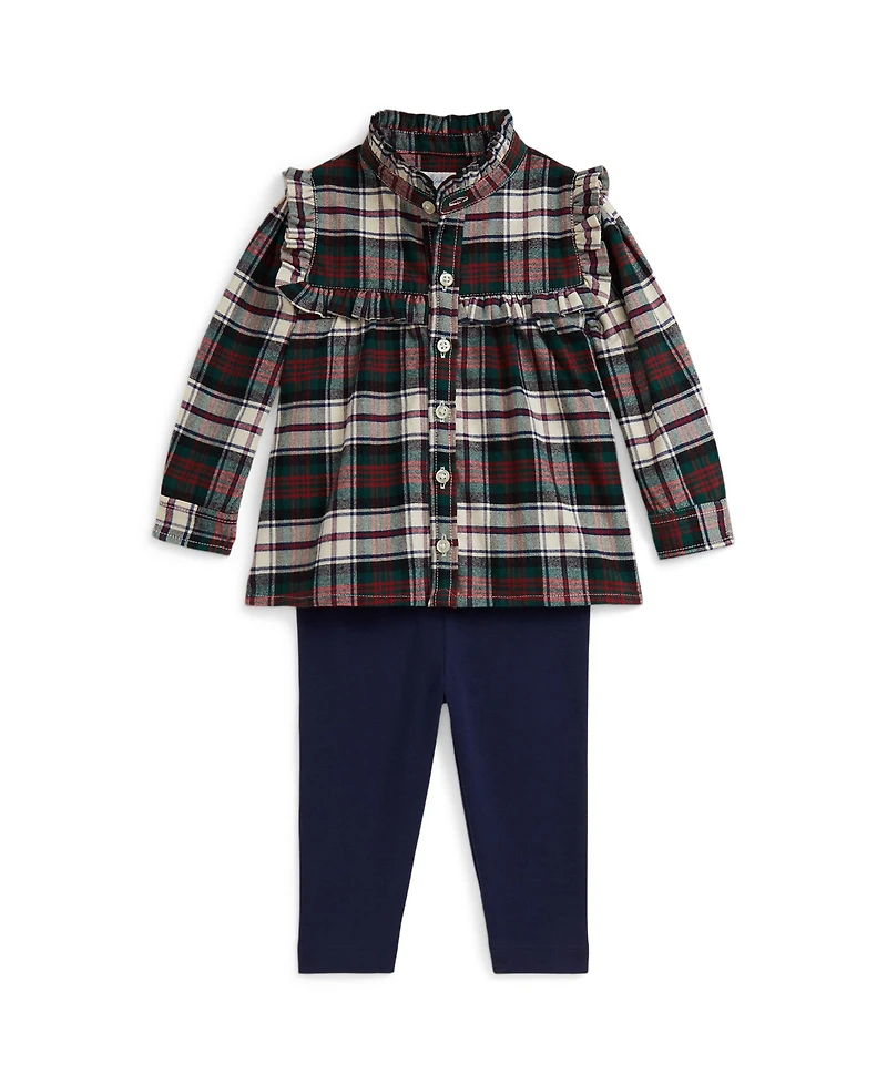 Polo Ralph Lauren Baby Girls 2-Piece Brushed Oxford Shirt and Leggings Set