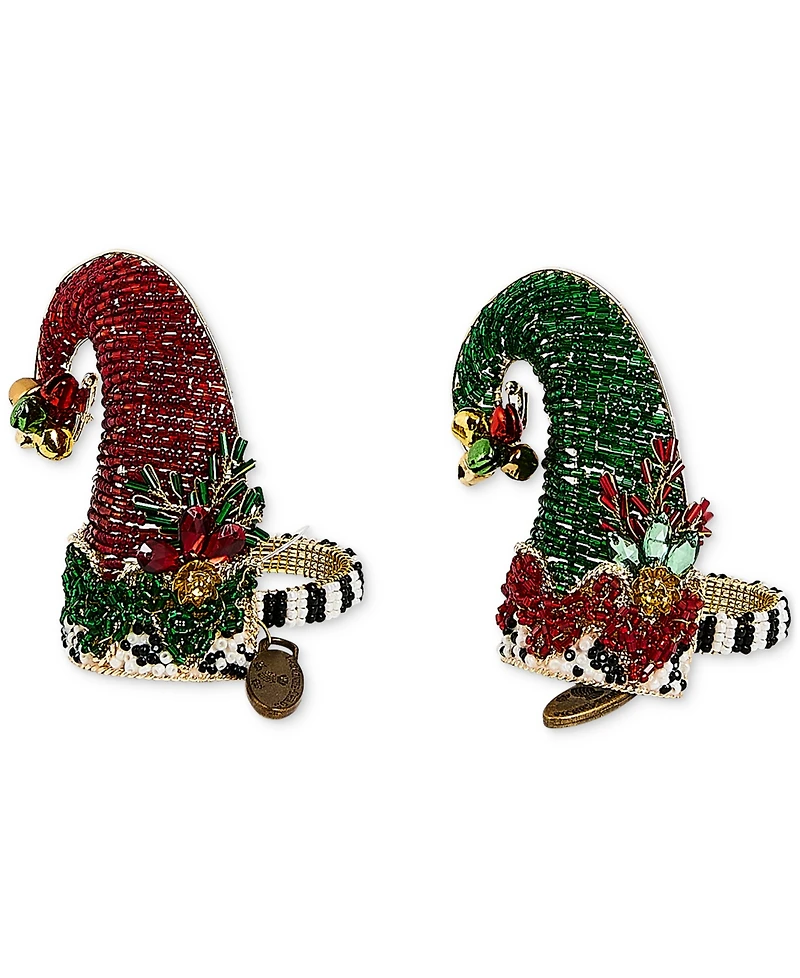 MacKenzie-Childs Elf Hat Beaded Napkin Rings, Set of 2