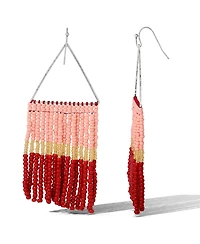 Jessica Simpson Pink and Red Ombre Beaded Fringe Earrings