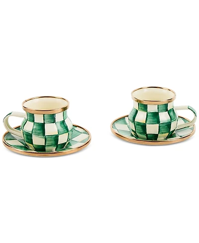 MacKenzie-Childs Emerald Check Espresso Cup & Saucer Set