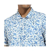 Campus Sutra Men's Blue Foliage Strokes Shirt