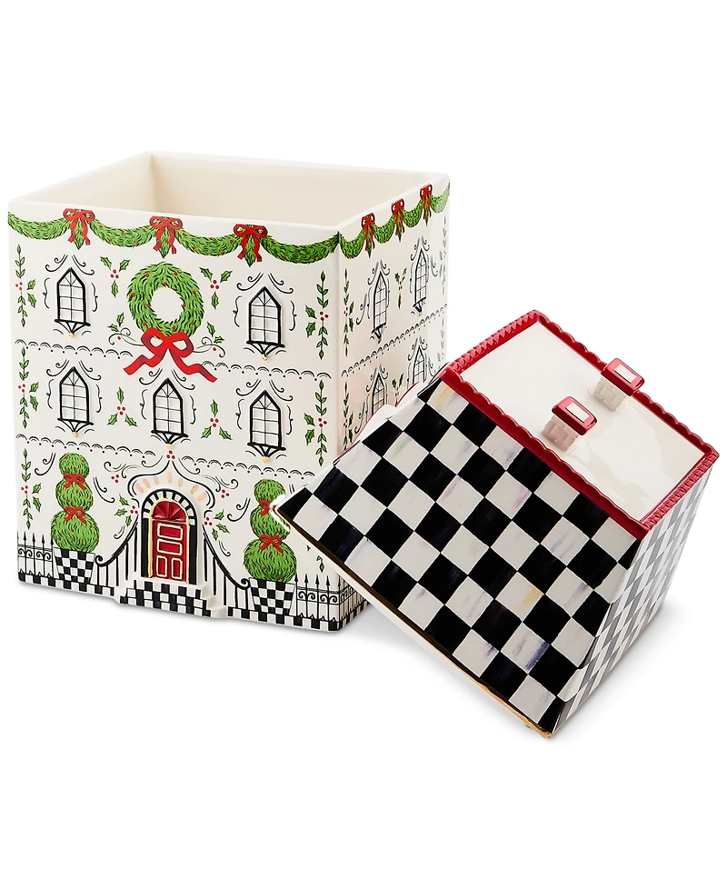 MacKenzie-Childs Holly Village Ceramic Cookie Jar