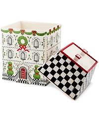 MacKenzie-Childs Holly Village Ceramic Cookie Jar